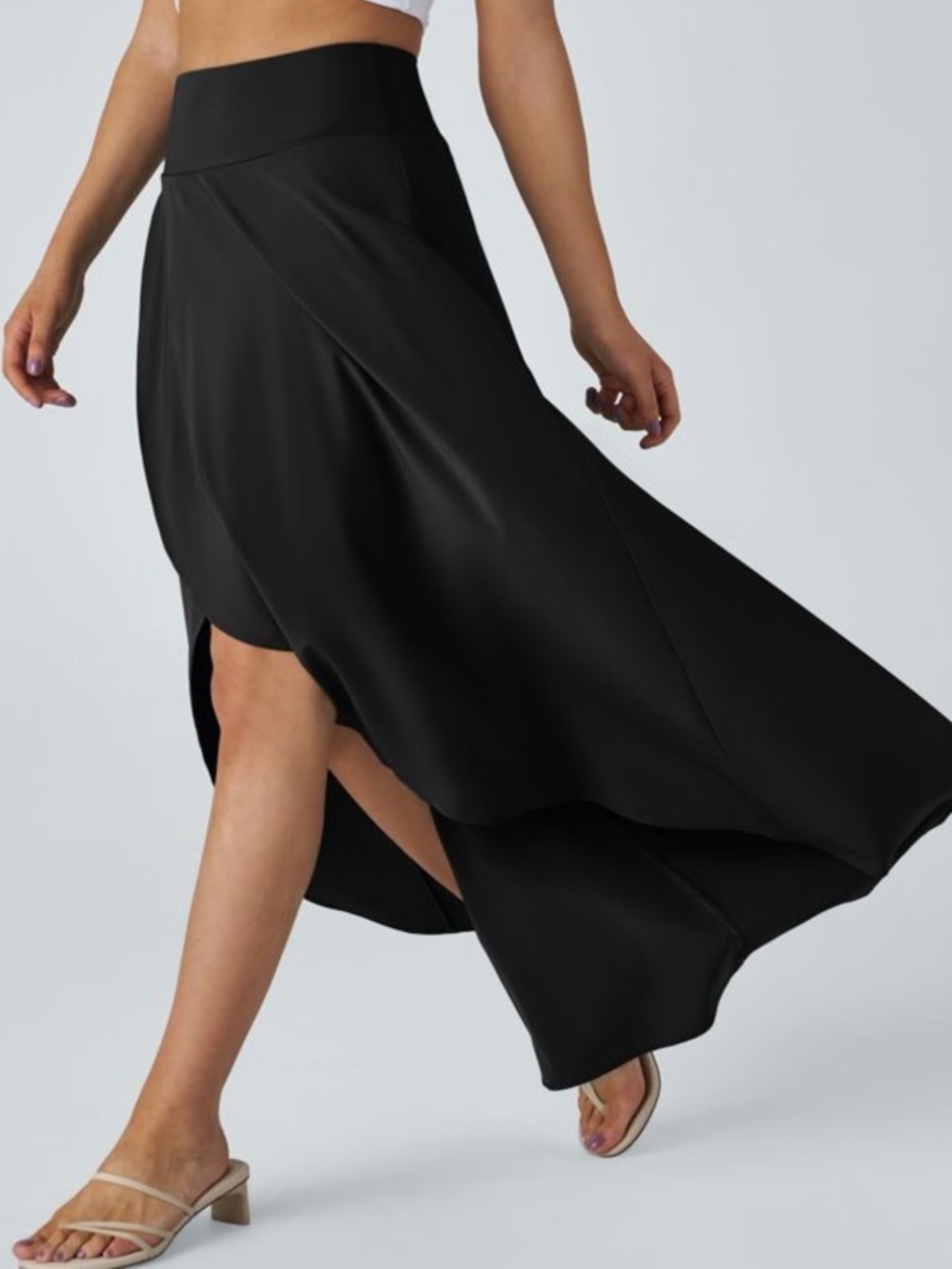 HALARA Black Asymmetric High-Low Maxi Skirt